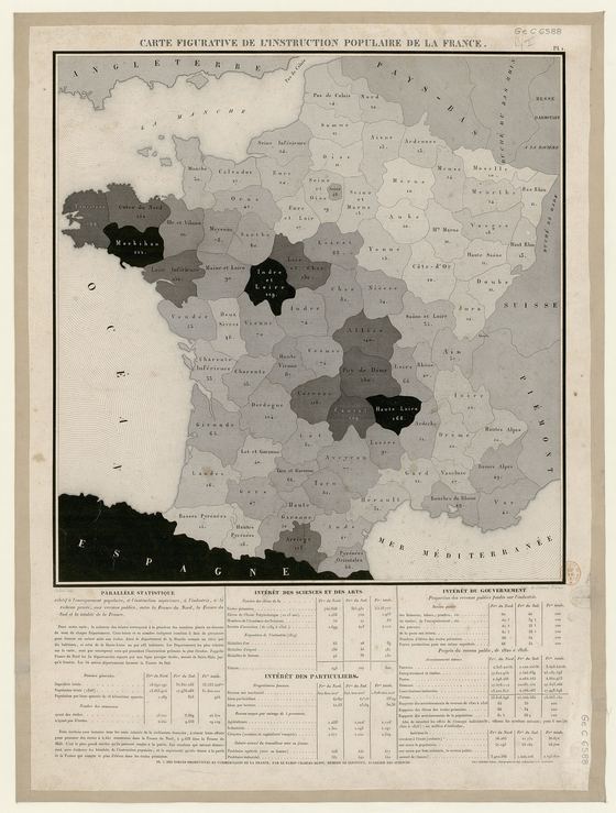 Carte figurative de l'instruction populaire, Charles Dupin